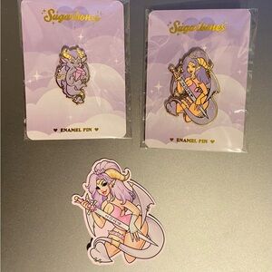Sugarbones Patreon Exclusive Year of the Dragon Enamel Pin Set with Sticker
